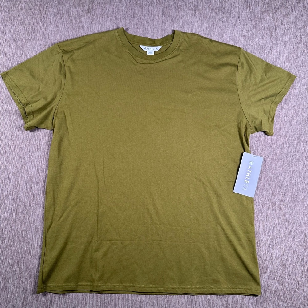 Athleta True Cotton Tee Olive Green Short Sleeve T-Shirt Large